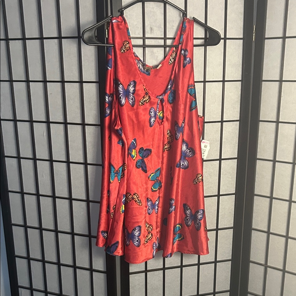 Red Butterfly Print Tank Top